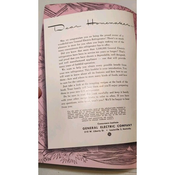 Ephemera General Electric Refrigerator Manual and Recipe Cookbook Journal VTG - Picture 5 of 7